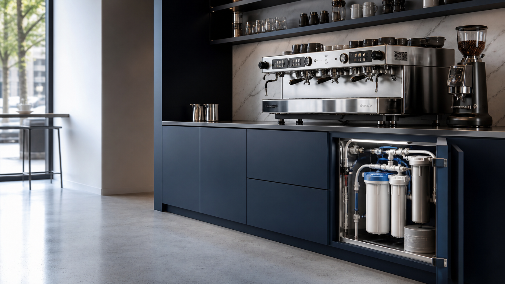 Commercial coffee water filtration