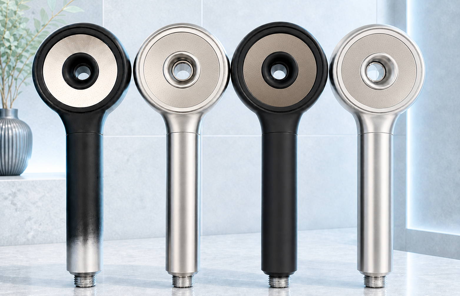 Honlly Hydro ring shower head collection in four finishes