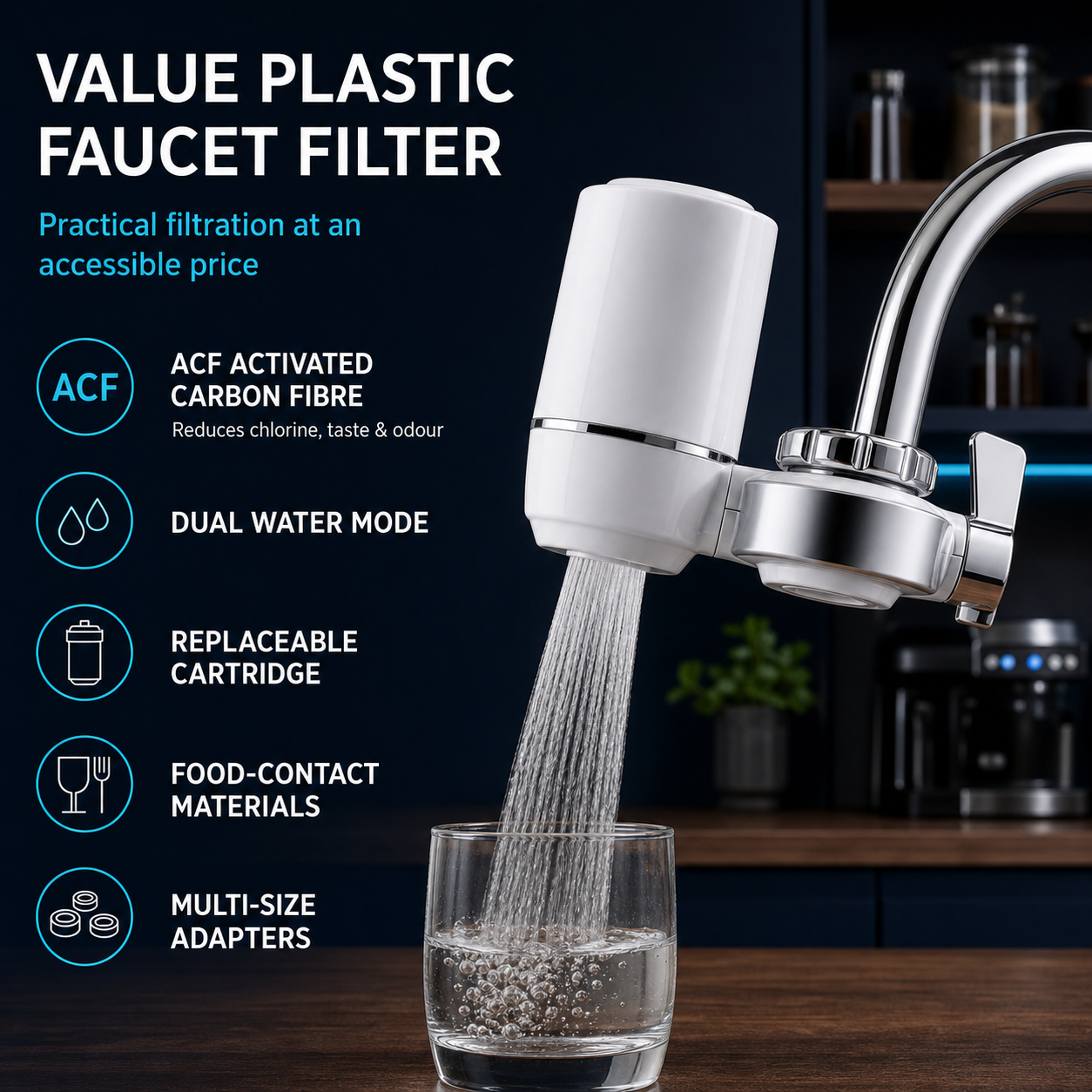 Honlly Hydro value plastic faucet filter with ACF cartridge